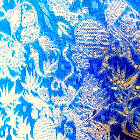 *Oriental Brocade Skirt wrap silky Full sweep OSFM Vtg no tag Flared Satiny - Picture 5 of 6